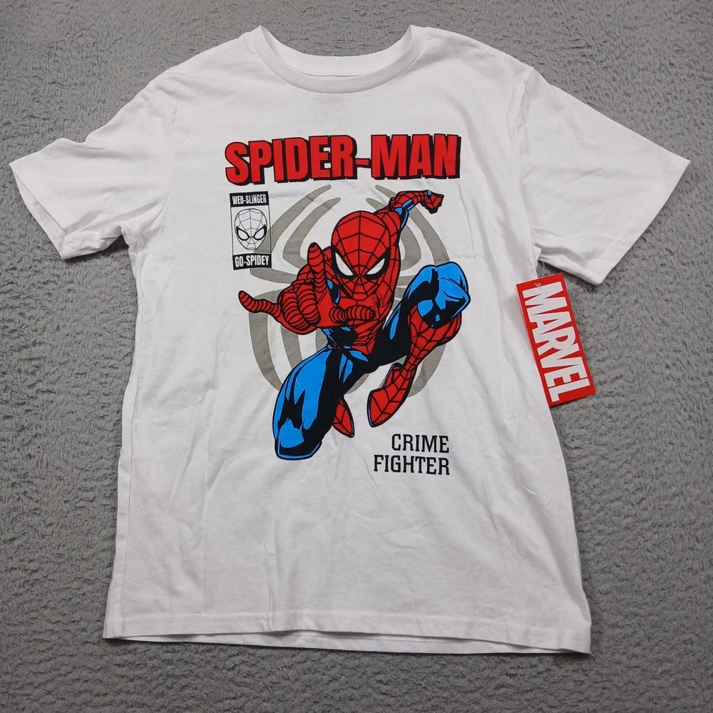 Marvel Spider-Man‎ Graphic Tee Boys XL 14–16 White Crime Fighter NWT